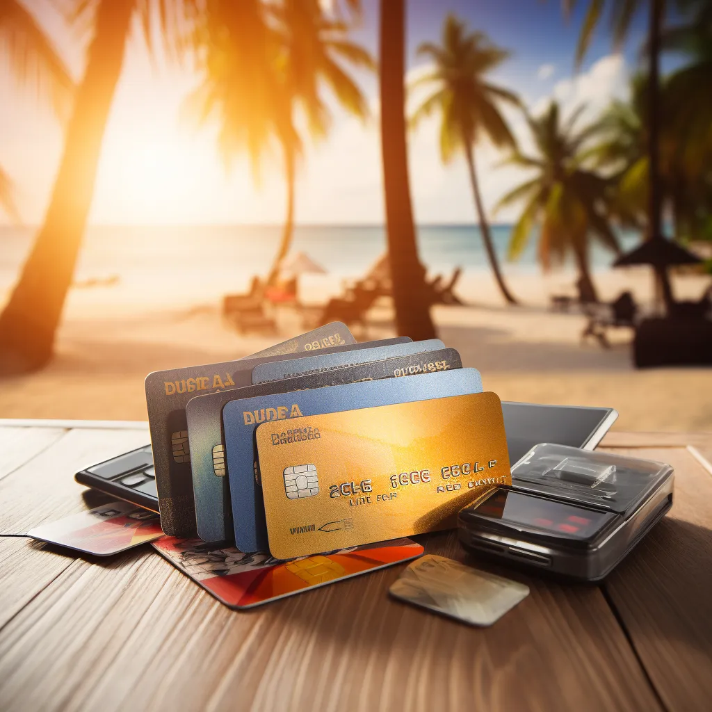 фото кредитные карты на фоне пляжа